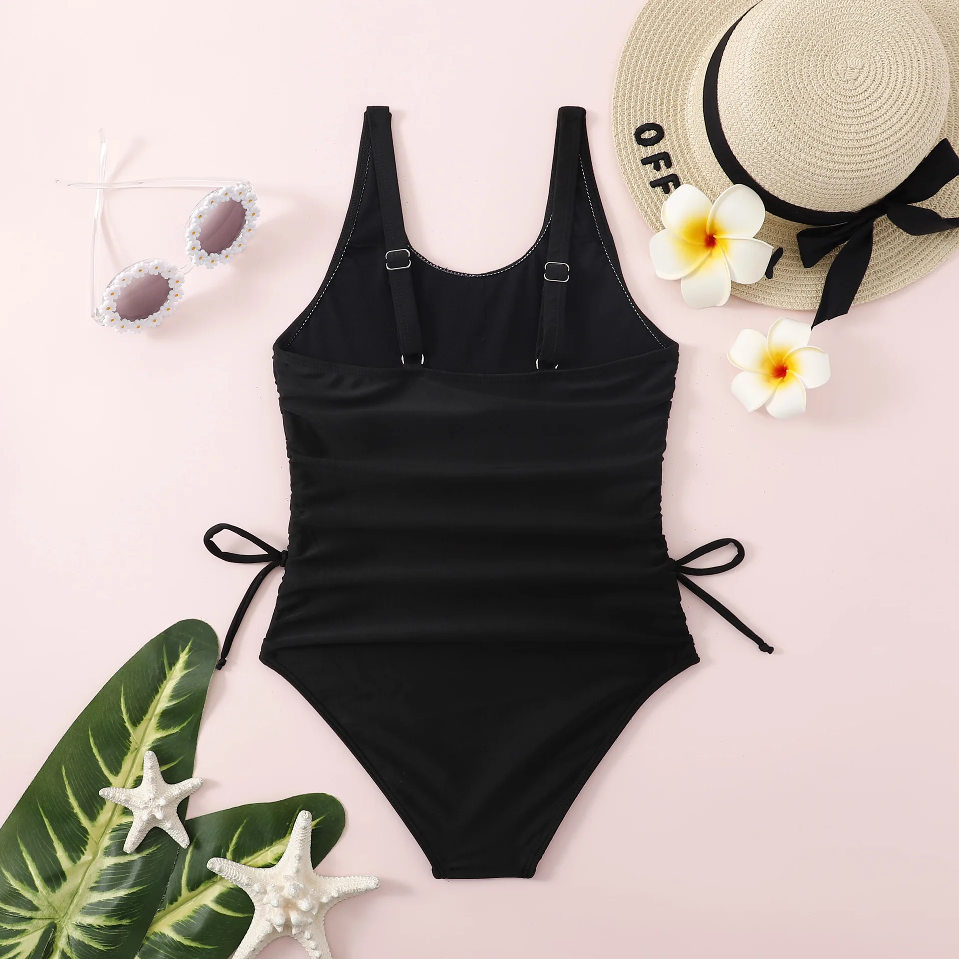 흑인 소녀 원피스 수영복 7-12 세 어린이 수영복 십대 어린이 수영복 2024 Drawstring 수영복 비치 바디 슈트