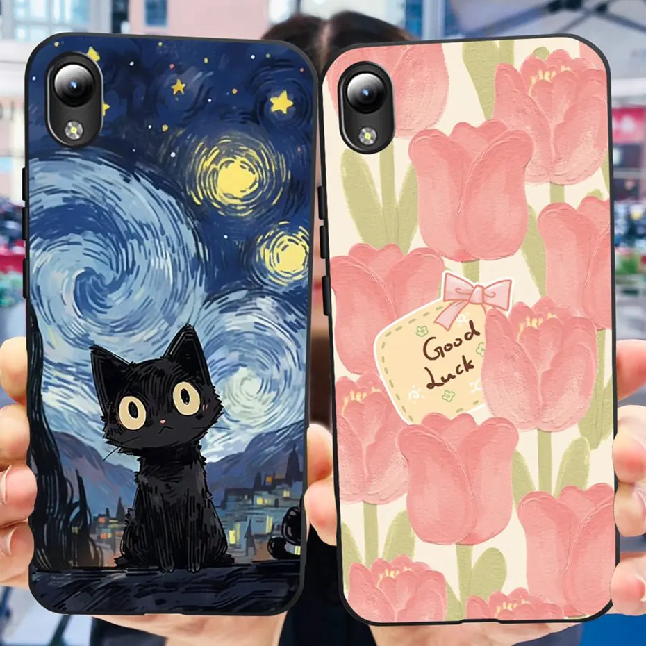 Lovely Printing Black Silicon Soft Back Cover Phone Case