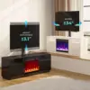 Fireplace TV Stand with Led Lights and Power Outlets, Entertainment Center with Electric Fireplace, Swivel TV Stand Mount 6