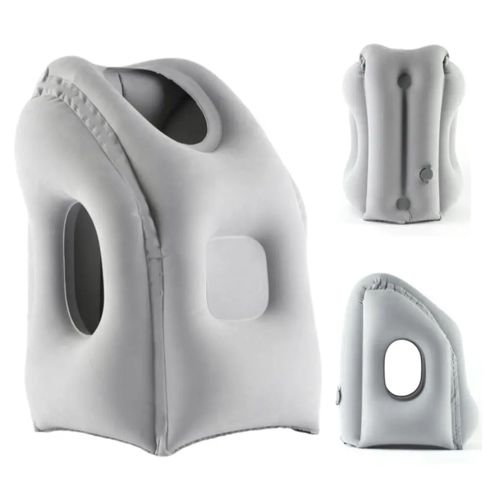 PVC Material Office Nap Pillow Air Cushion Head Support Inflatable Travel Pillow Foldable Grey Chin Support Pillow Men Women