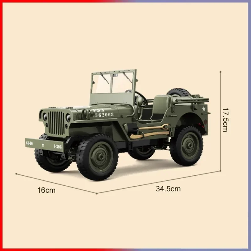 JJRC C8815 RC Car 1:10 Military Truck Willys Jeep 2.4G 4WD Remote Control Car Simulated Vehicle Model Toy Gift for Adult Kids 6