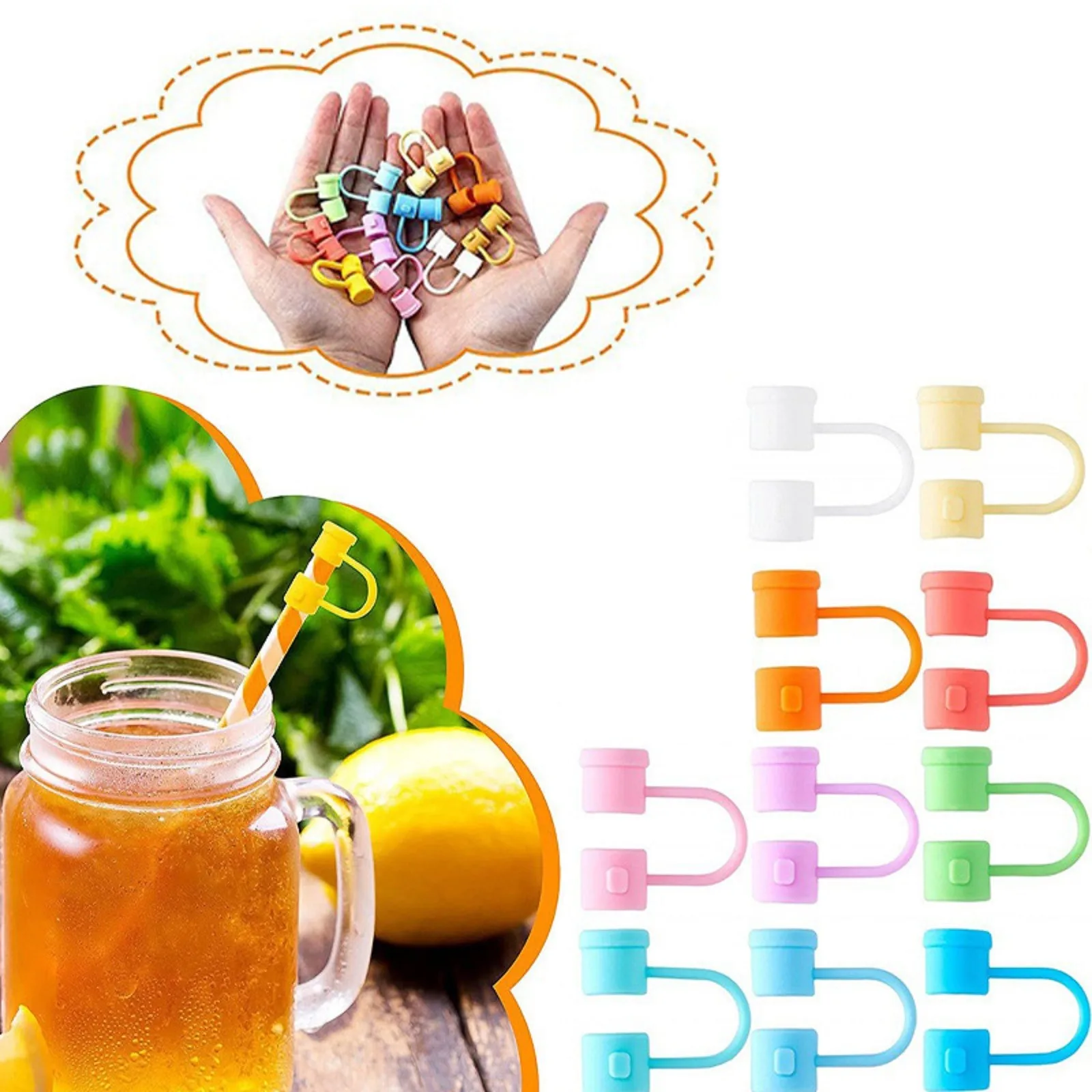

1pc Silicone Straw Cover Reusable Drinking Straw Tips Compatible 6 8mm Perfect For Travel Picnic Fitness Party Decorations