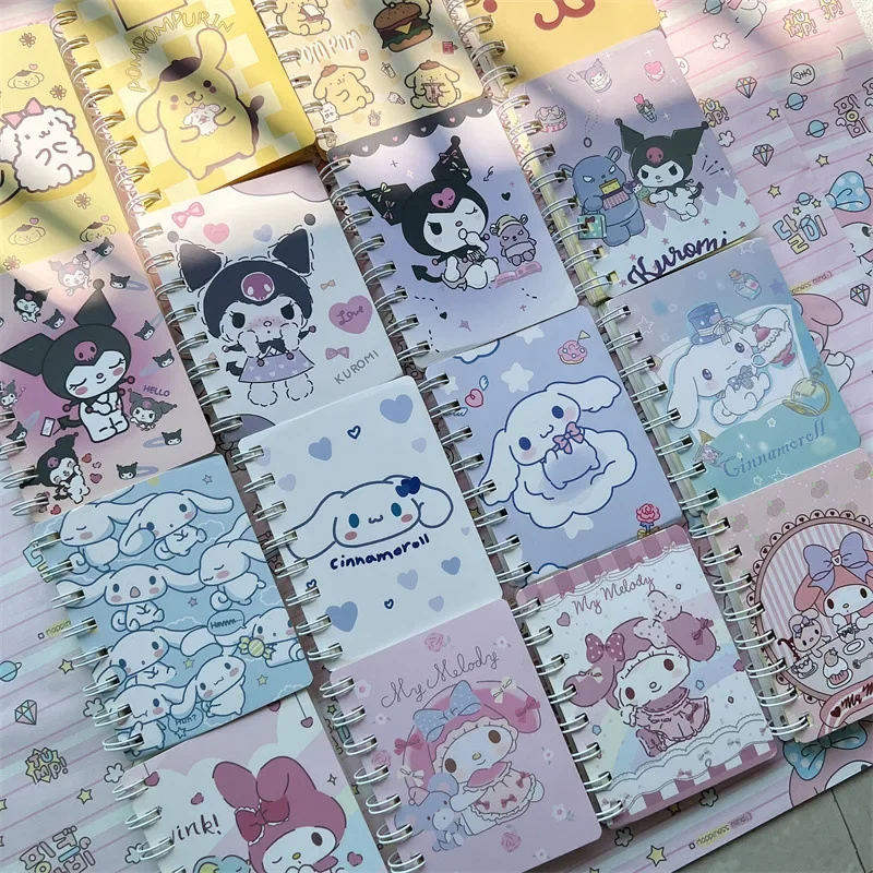 

Sanrio Kawaii Coil Book MyMelody Kuromi Cinnamoroll Anime Cartoon A7 Trumpet Thickened Handbook Notepad A Friend's Birthday Gift