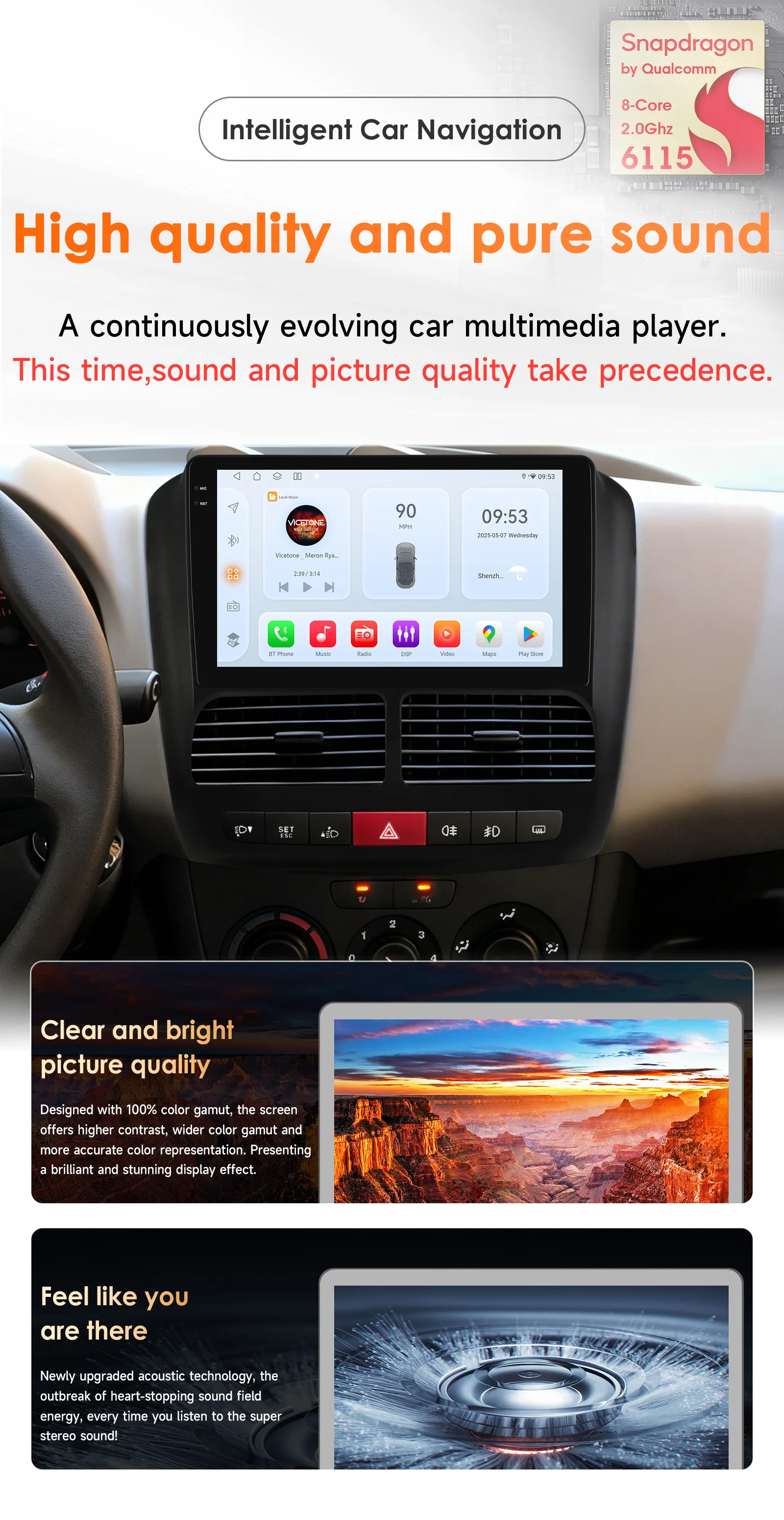 8-Kern Auto-Multimediaplayer für Fiat Doblo 2 2010-2014 Opel Combo 3 2011-2018 Kabelloses Carplay Android Auto 6115 GPS Autoradio – Detail 2