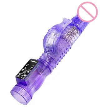 Rabbit Vibrator Realistic Dildo Penis Vibrator Clitoris Stimulate Massager Transparent Rotating Bead Female Sex Toy For Women 1