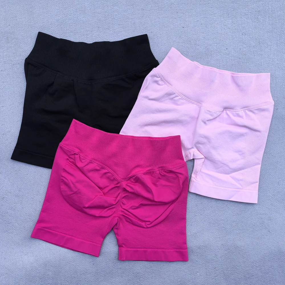 4.5" Impact Seamless Shorts Ribbed Yoga Shorts Women Flex Scrunch Bum Gym Shorts Booty Running Short Butt Lifting Workout Pants 3