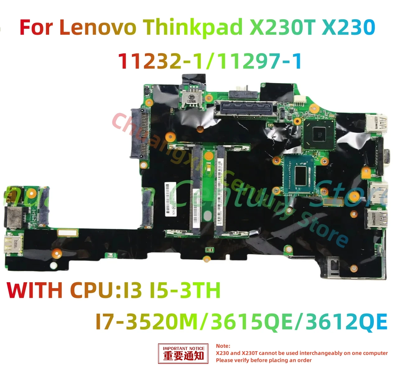 For Lenovo Thinkpad X230T X230 Laptop motherboard 11232-1/11297-1