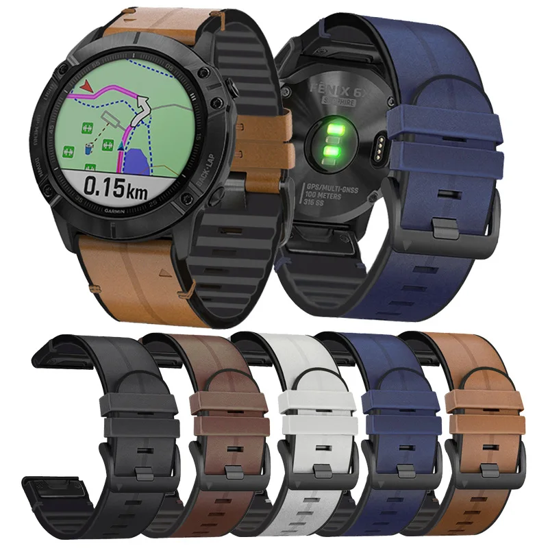 

Smartwatch Strap For Garmin Fenix 6X 6 Pro 7X 7 5X 5 Plus 3 3HR 945 Watch Bands 22 26mm Silicone Leather Quick Release Watchband