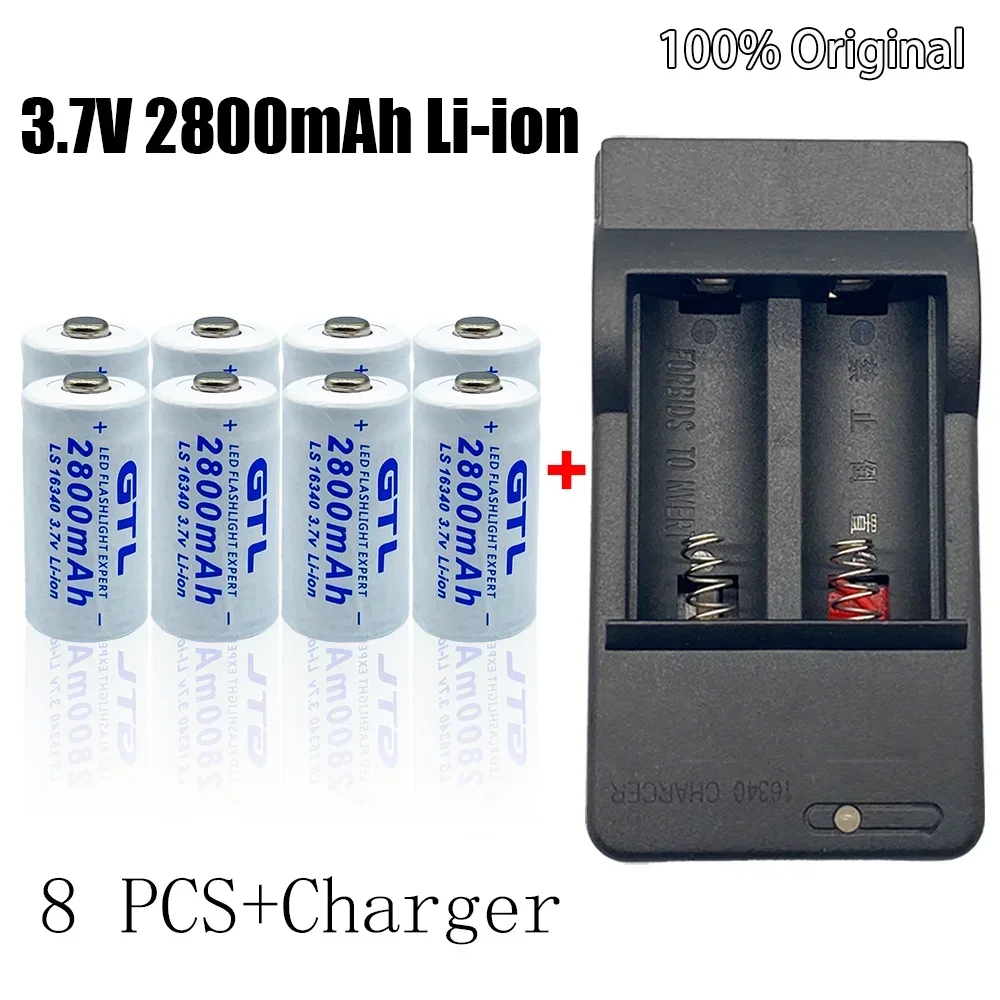 Rechargeable Battery 2-20pcs CR123A RCR123 ICR16340 Battery 2800mAh 3.7V Li-ion for Security Camera L70+16340 Charger