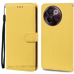 Elegant Wallet Flip Leather Phone Case - Soft Back Cover and Protective s for Vivo V40 Lite 5G (Yellow)