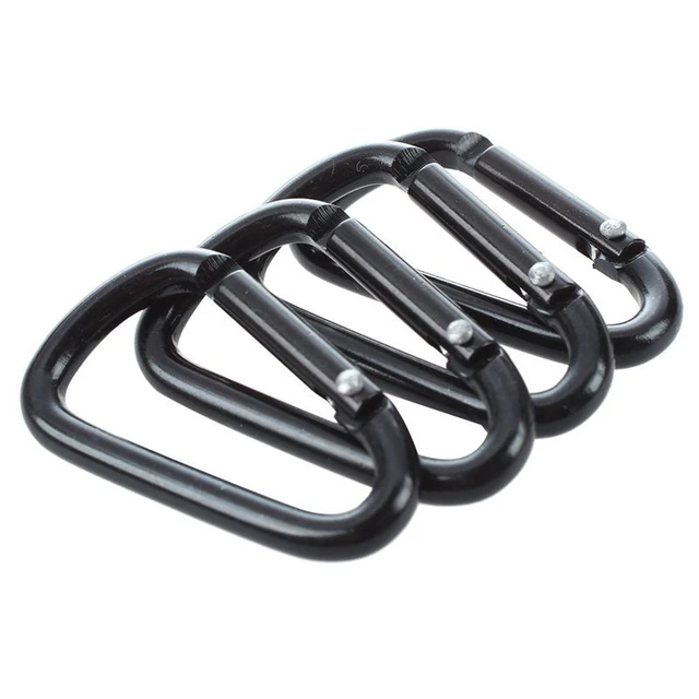 10Pcs Black Plastic Nylon D Carabiner Outdoor Spring Snap Clip Water Bottle  Hooks Keychain Climbing Camping Hiking Accessories