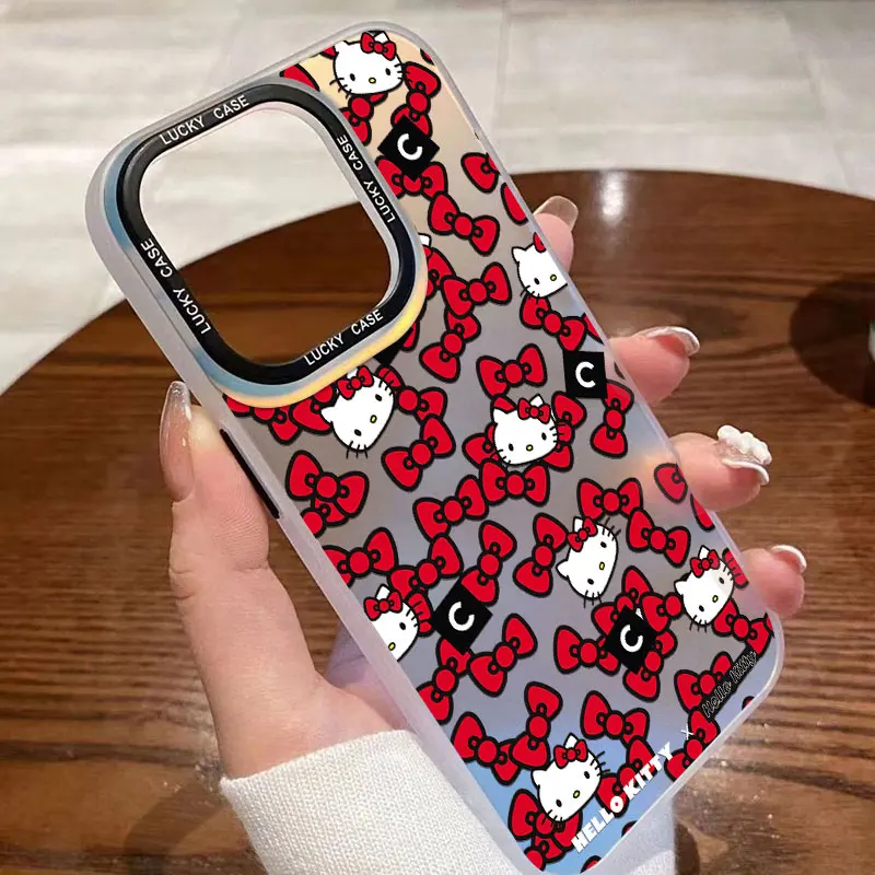 thumbnail image 1 of Funda de teléfono de dibujos animados Hello Kitty para Samsung Galaxy, S24, S23, S22, S21, S20 FE, Ultra Plus, M53, 5G, gradiente láser Aurora mate, 1 of 5
