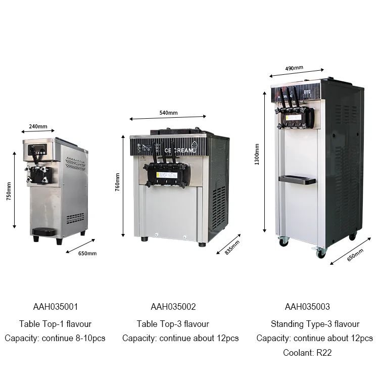 1700W Vertical Soft Serve Ice Cream Machine - Compact Commercial, Fully Automatic, Portable Stainless Steel, Easy Clean, 3