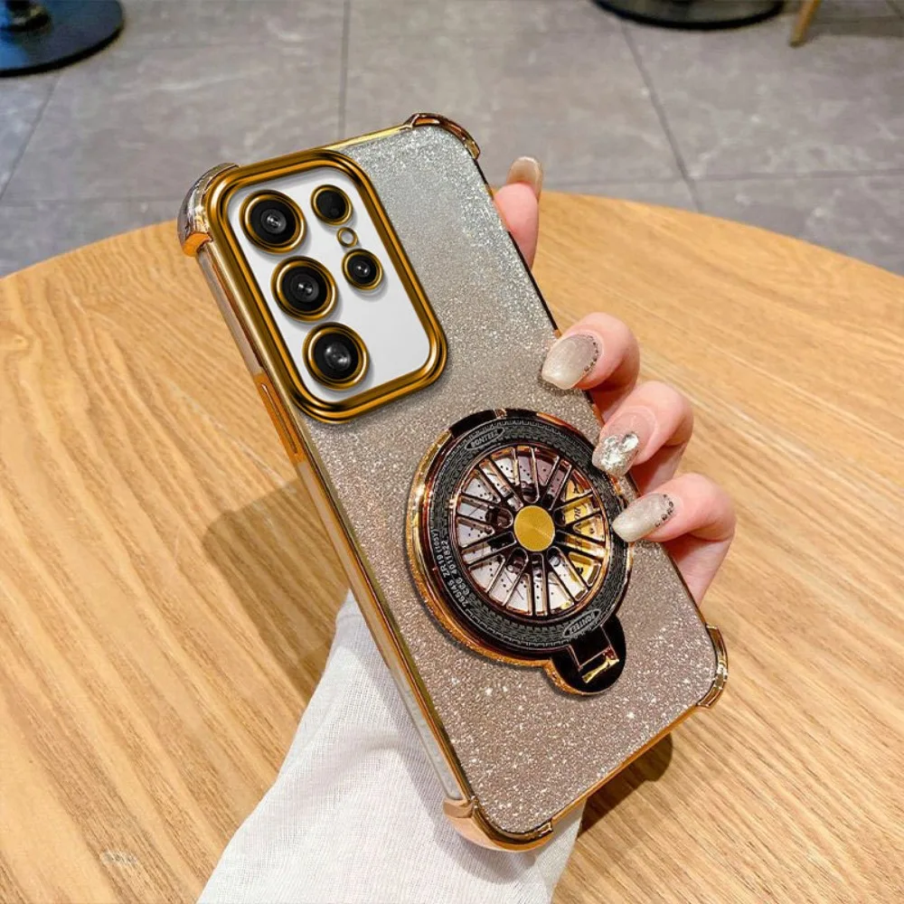 Electroplate Protective Phone Case with Ring Bracket Cover