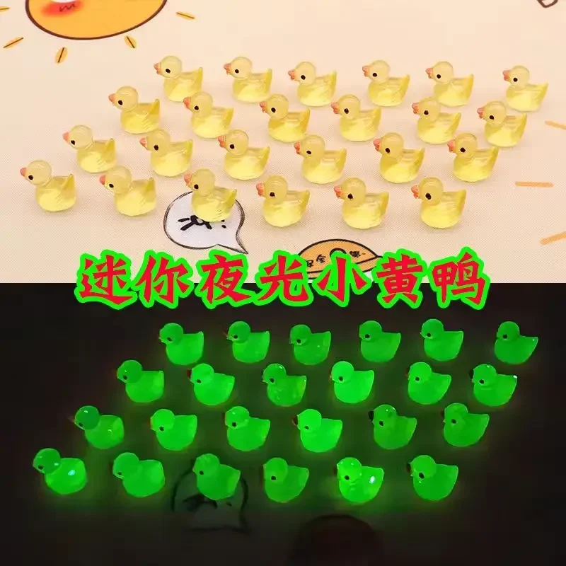 Miniature Duck Figurines 100/50Pcs Yellow Ducks Luminous Ornament For Fairy Garden Landscape Home Decor