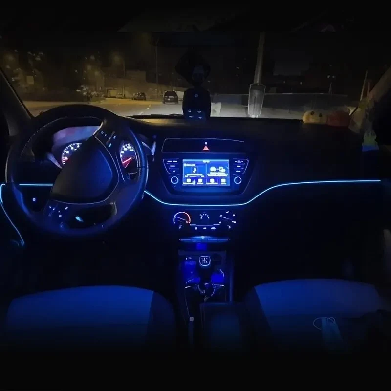 자동차 인테리어 LED 조명 스트립, 파티 분위기 장식, 빛나는 스트립 램프, 자동차 인테리어 앰비언트 라이트 케이블 액세서리, USB