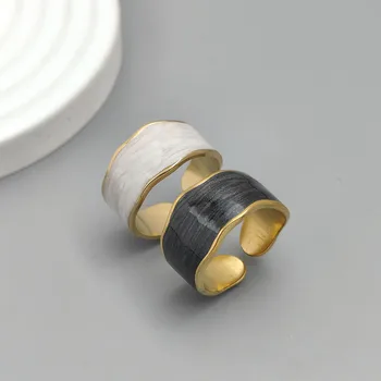 Anello in Acciaio Inossidabile Smaltato Irregolare di Lusso Leggero, Impermeabile e Resistente allo Sbiadimento, con Anello Regolabile