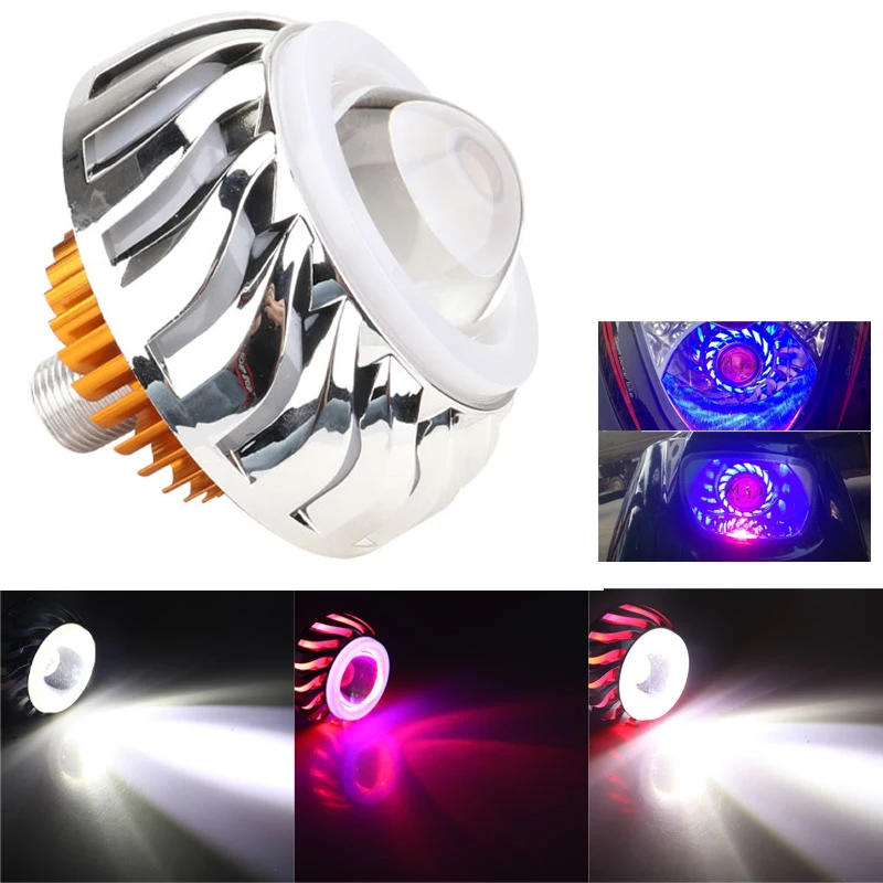 1 Pz Auto Moto Faro Led Angelo Diavolo Occhi Faro Proiettore Lente Abbagliante/Anabbagliante Faretto Stroboscopico Drl Doppia Lampada Halo