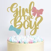Décoration de gâteau révélatrice du sexe, garçon ou fille, nœud papillon papillon, fête d'anniversaire, réception-cadeau pour bébé, Cupcake, fournitures de décoration de pâtisserie 2