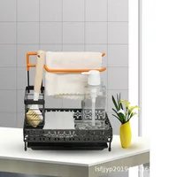 Évier de cuisine éponge égouttoir éponge serviette brosse nettoyant stockage mural comptoir de bureau multi-fonction support de rangement 2