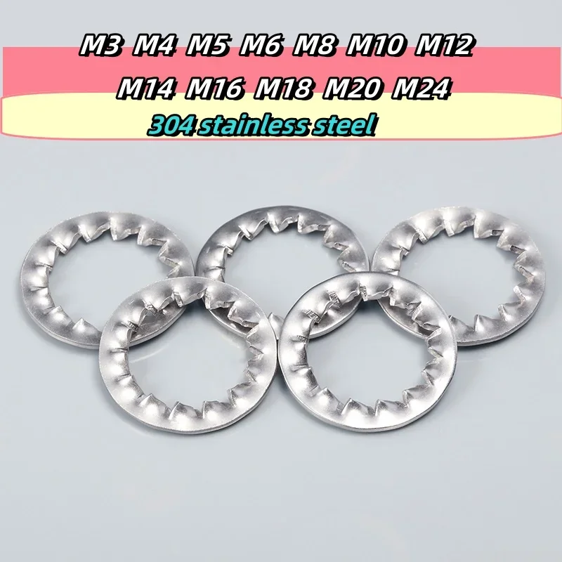 304 Stainless Steel Internal Serrated Metal Washer Locking Washer M3M4M5M6M8M12M114M16M18M18M20M24