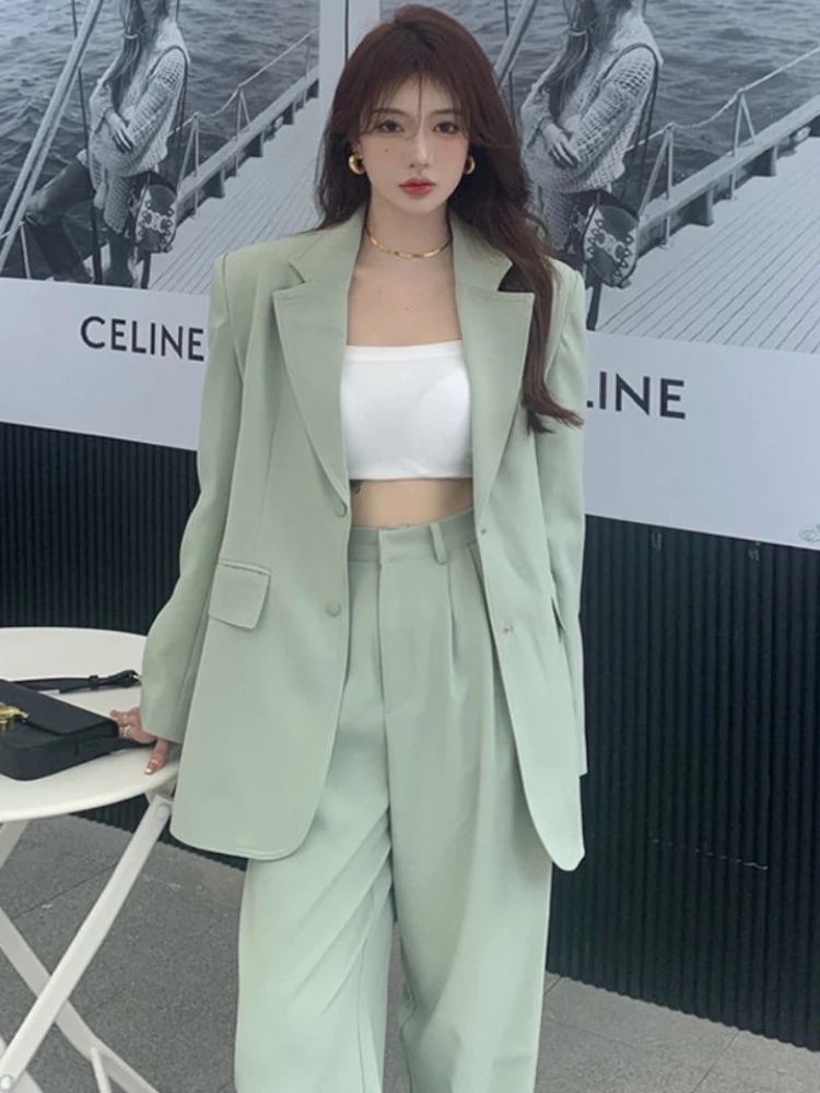 

Pants Set Women Single-Breasted Blazer+High Waist Pants TwoPiece Sets Office Formal Korean Lady Fashion Suit conjuntos de calça