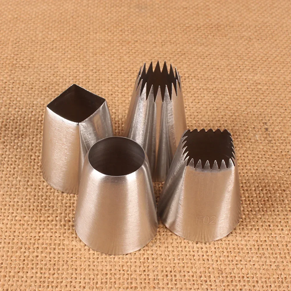 

4Pcs/set Stainless Steel Pastry Icing Piping Nozzles Fondant Cake Decor Cookies Supplies Big Style Nozzle Baking Tips cake tools