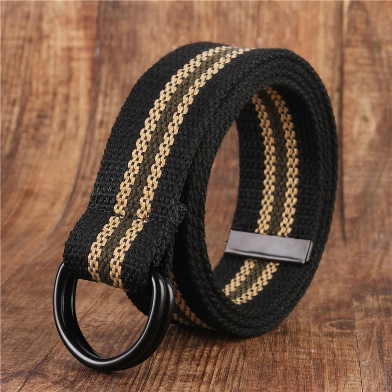 17colors vitality Canvas belt for men/women Alloy Double ring buckle Non-porous Design Korean simplicity waist belt for jean ranger belt Belts