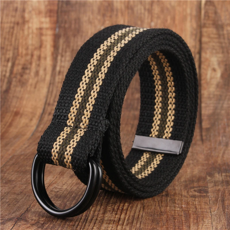 17colors vitality Canvas belt for men/women Alloy Double ring buckle Non-porous Design Korean simplicity waist belt for jean ranger belt