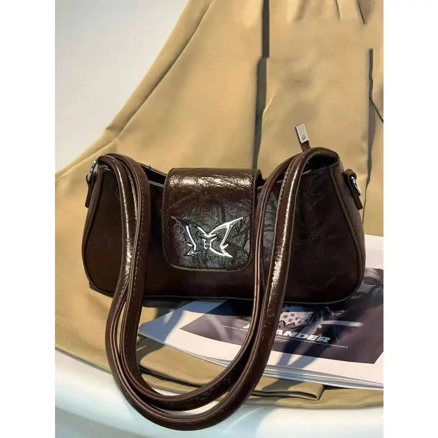 JIAERDI Butterfly White Y2k Handbag Purse Women Retro Leather Underarm Bag Wallet Female Versatile Shoulder Crossbody Bag 2025