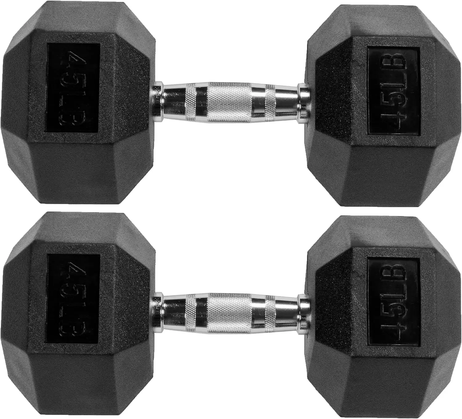 Fitness Rubber Encased Hex Dumbbell, Multiple Sizes