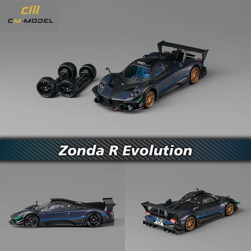 

Коллекционная Миниатюрная модель автомобиля Zonda R Evolution Lanzante с двумя сменными карбоновыми колесами, модель литая под давлением в виде модели автомобиля, см, в наличии 1:64