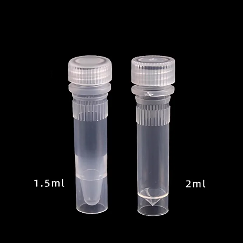 100PCS Cell Cryotube 0.5/1.5//2ml Cryotube Sample Tube Unscaled Bottle Sample Bottle Screw Top Flat Bottom