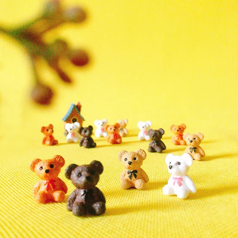 Teddy bear miniatures lovely animals fairy garden gnome moss terrarium decor crafts bonsai home decor figurine cake topper 10Pcs miniature duck figurines miniature ornament bear figure toy ornament crafts miniature figurines resin crafts glass fruit pendants miniature tree ornament wooden bear figurines