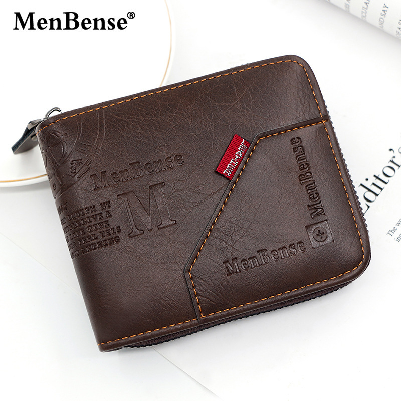 New Men Zipper Wallets Short Card Holder Vintage Male Wallet High Quality PU Leather Classic Coin Pocket Wallet For Boys