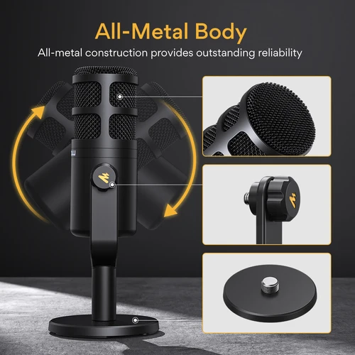 Maono Podcast Dynamic XLR PC 마이크 방송 녹음용 모든 금속 스트리밍 게임은 오디오 인터페이스, 믹서, 사운드 카드 PD100과 함께 작동합니다. 2