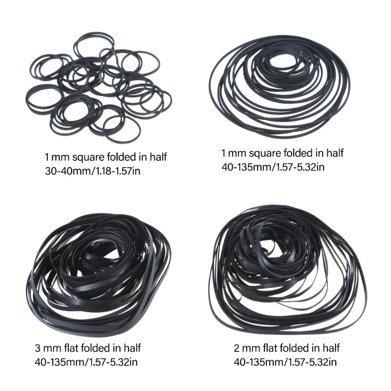 Cassette Tape Belts,Cassette Tape Belt,Cassette Tape Player Cassette Tape Machine Belt 1mm 2mm 3mm Flat/Square for Cassette Player Video Recorders Walkmans Rubber Belts