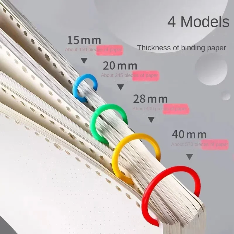 Plastic Binding Rings Book Binding Supplies 50Pcs/Bag Plastic Colors Ring Binder 15mm DIY Albums Loose-leaf Book Hoops Opening Office Binding Supplie Photo Album