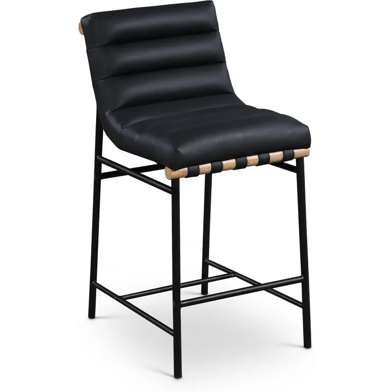 

857Black-C Burke Collection Modern | Contemporary Vegan Leather Upholstered Counter Stool, Black