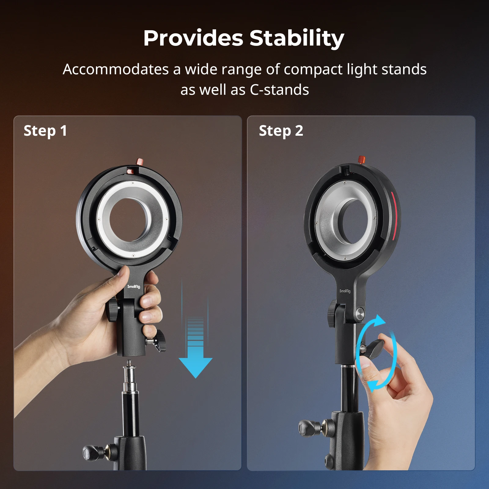 SmallRig Bowens 마운트 어댑터 부품 RC 60B용 SmallRig 라이트 스탠드 어댑터, 하중 1.5kg 360 °   가로 180 °   수직 조정