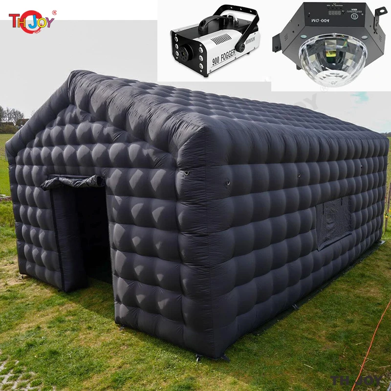 8x6m Black Inflatable Nightclub Tent with Disco Light N Fog Machine Portable Carnival Inflatable Party Tent House 3