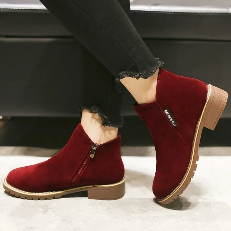 2022 New Women Boots Autumn Winter Boots Classics Zipper Snow Ankle Boots Faux Suede Woman Shoes Short Boots Ladies