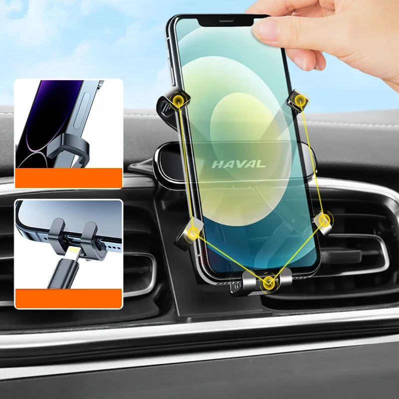 Soporte de teléfono móvil de estilo de coche para GWM Haval Dargo 2021 2022 2023, soporte de ventilación de aire, soporte de gravedad, accesorios para automóviles