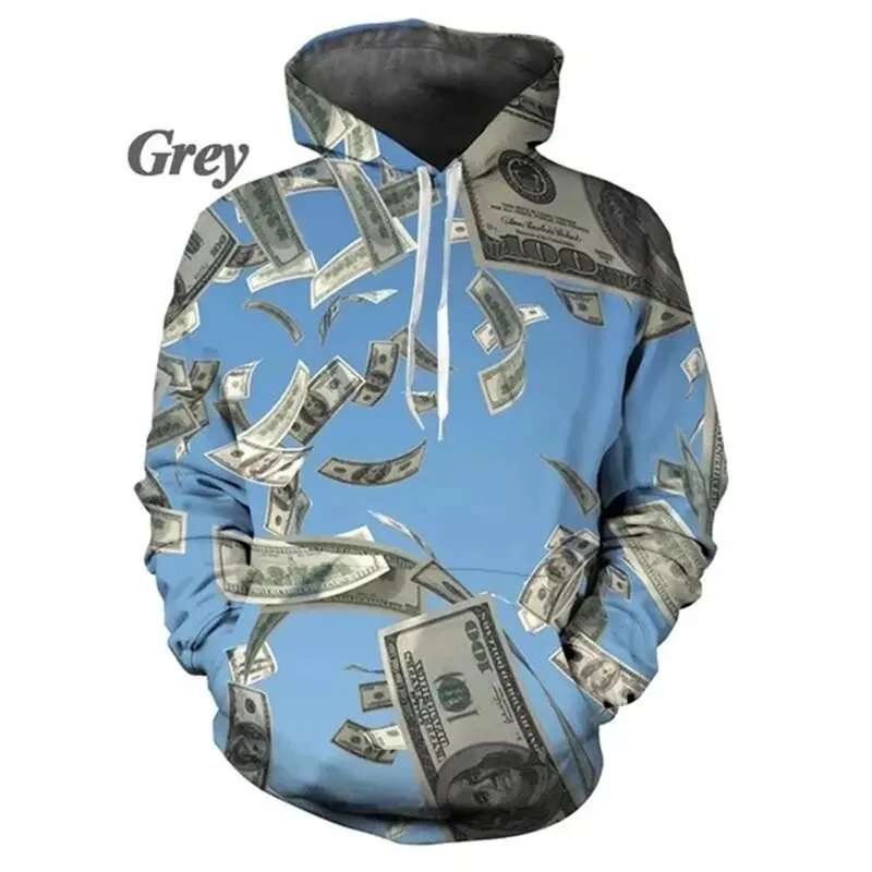 thumbnail image 1 of Sudadera con capucha con estampado 3D de dólar divertido para hombre y mujer, sudadera con capucha gráfica informal personalizada, sudadera holgada de gran tamaño para hombre, 1 of 5