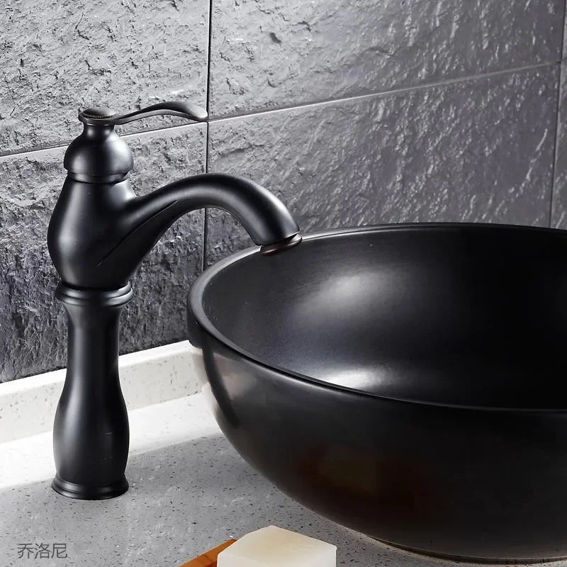 

European retro simple copper black bronze basin faucet above counter basin faucet lift faucet