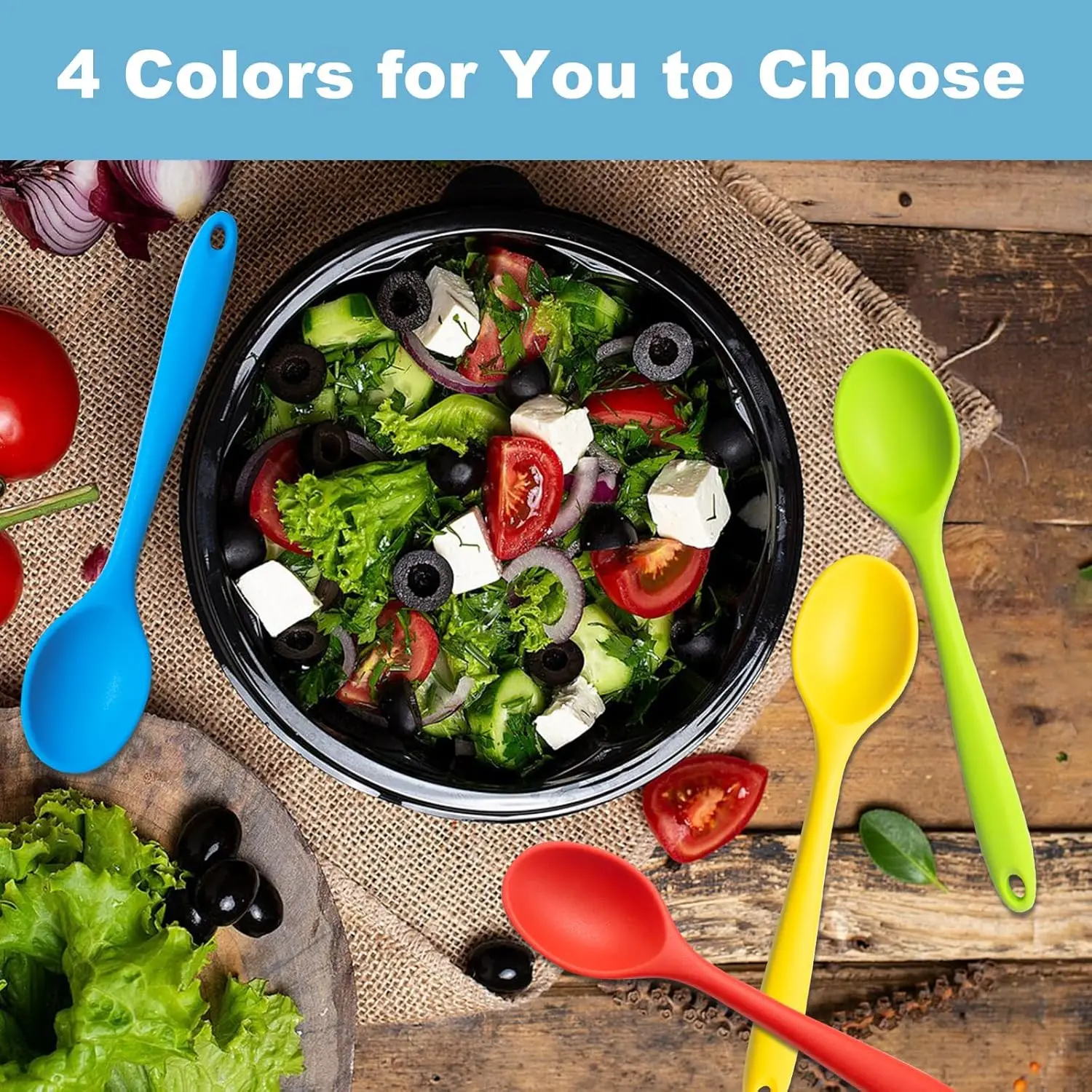 Stainless Steel Spoon Cutlery Set 4pcs silicone spoon cutlery Non-stick Kitchen Cooking Baking