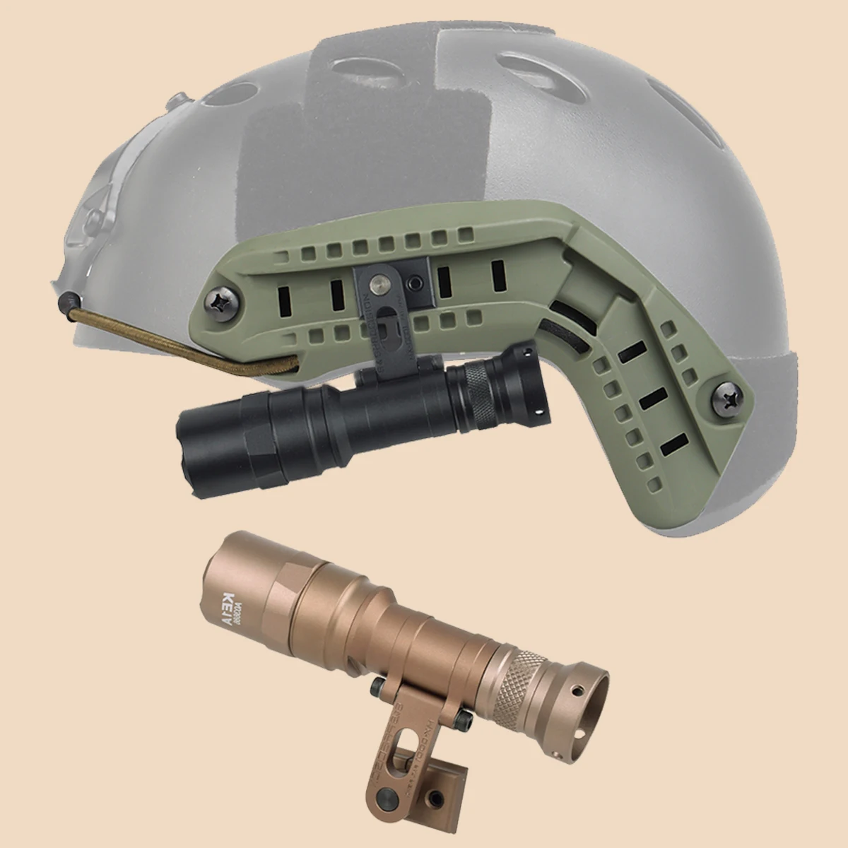 SureFire 전술 무기 손전등, ARC 헬멧 레일 마운트, M300B, M300C, M300V 시리즈, MICH2000 헬멧 사이드 가이드 레일 거치대 