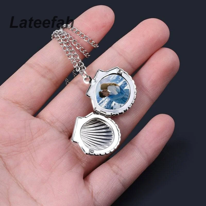 Lateefah Locket Memory Photo Picture Engrave Friendship Couples Custom Name Stainless Steel Photo Frame Shell Locket Necklace