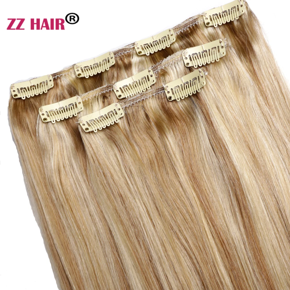 ZZHAIR 100% Human Remy Hair Extensions 16"-28" 3 Pcs Set 180g Clips-in Three Pieces 1x20cm 1x15 cm 1x10cm Natural Straight