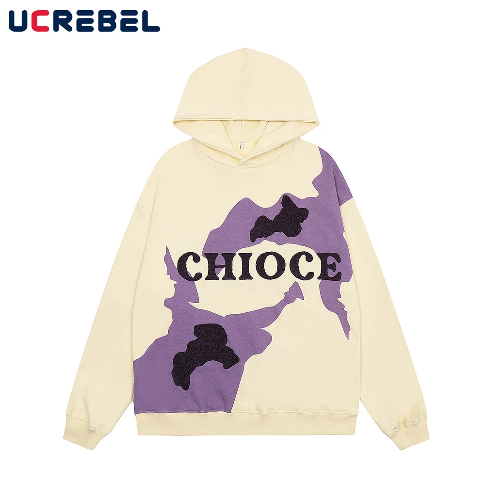 

Letter Embroidery Casual Hooded Sweatshirts Mens Autumn Loose Drop Shoulder Streetwear Long Sleeve Hoodies Men
